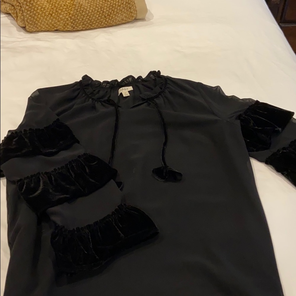 Black ruffle sleeve top